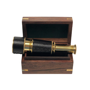 4.75" Wooden Box with Telescope